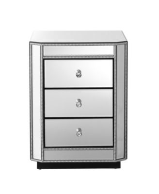  3-Drawer Mirrored Nightstand/Side Table - Modern Accent Furniture