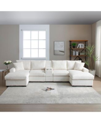 U Shaped Cloud Couch Sectional Sofa, 126" Oversized Comfy Sofa, Beige