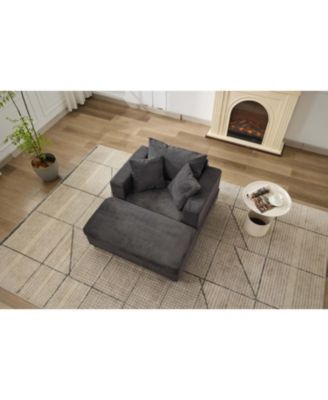 Chaise Lounge with Storage Ottoman & Pillows