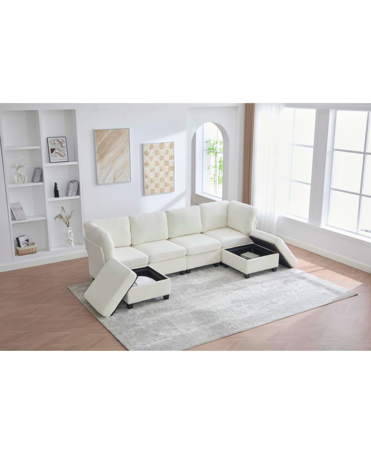 Streamdale Furniture Modular Sectional Sofa- Convertible 6-Seat Couch with Chaise & Ottoman