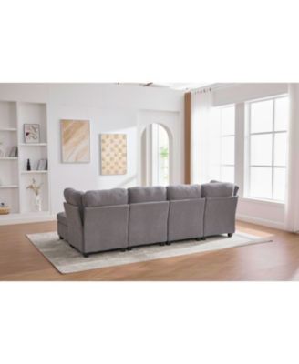 Modular Sectional Sofa- Convertible 6-Seat Couch with Chaise & Ottoman