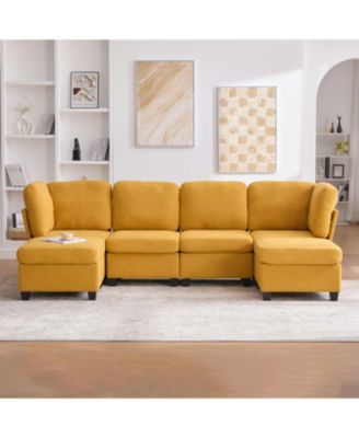 Modular Sectional Sofa- Convertible 6-Seat Couch with Chaise & Ottoman