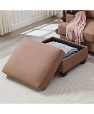 86" L-Shaped Sectional Sofa with Ottoman & Armrest Organizer - Brown