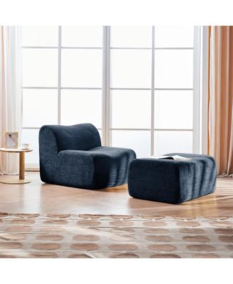 Single Foam Sofa Chair with Footrest & Pillow