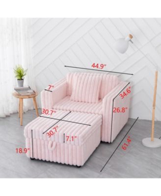 44.9" Pink Modular Sofa & Ottoman Set - Comfy & Stylish