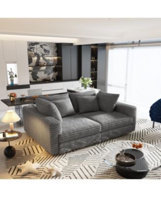 Streamdale Corduroy 4-Seat Sofa, Modern Comfy Cloud Couch with Soft Pillows, Grey