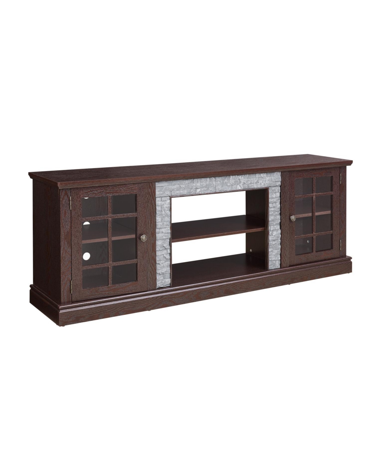 Streamdale Furniture 70" Modern Tv Stand, Faux Stone Media Console, Cherry Entertainment Center