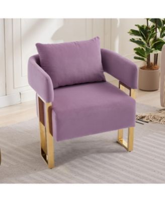 Modern Lilac Teddy Fleece Chair Gold Legs 2PCS