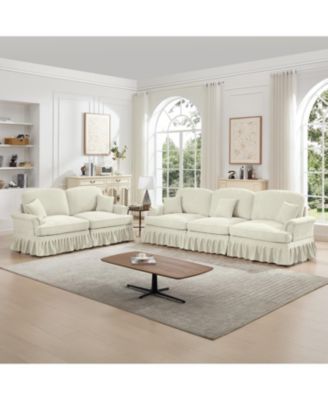 Modular Sofa Set- Flared Arms, Removable Skirts, Spindle Legs
