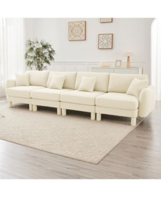 + 4-Seater + Boucle Fabric + Shell Armrests & Fabric-Wrapped Legs + Sofa