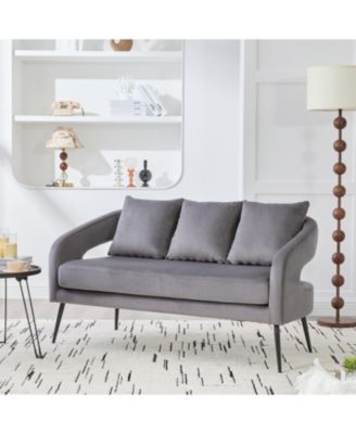 Velvet Loveseat Settee with Pillows - Small Sofa for Small Spaces