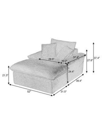 Modern Cushioned Sofa with Footrest - Dark Gray