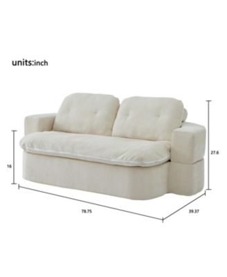 Convertible Chenille Floor Sofa Bed with Pillows & Quilt