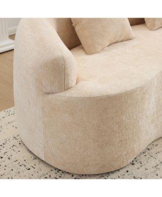 Curved Loveseat Sofa, Small Space Couch with 2 Pillows