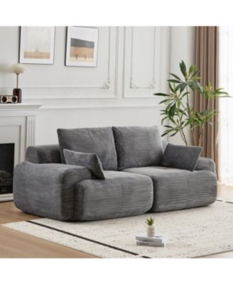 Modern Memory Foam 2-Seater Corduroy Sectional Sofa - Grey