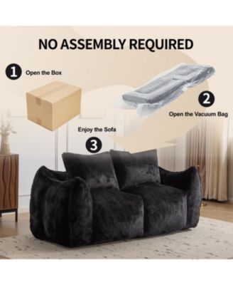 Giant Black Bean Bag Couch - Fluffy Loveseat Sofa
