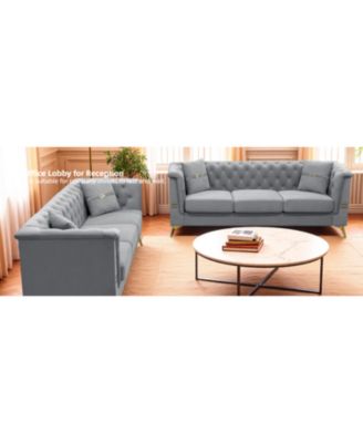 Streamdale Cream Velvet Tufted Sofa Set - Modern Comfort & Style
