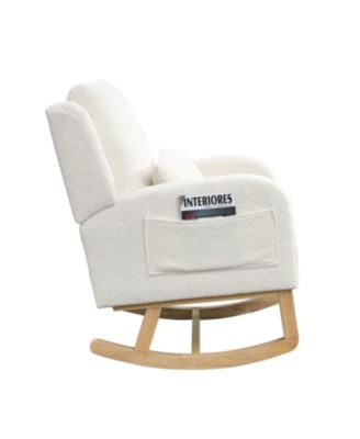 27.5" Modern Accent Rocker Armchair w/ Lumbar Pillow & Pockets