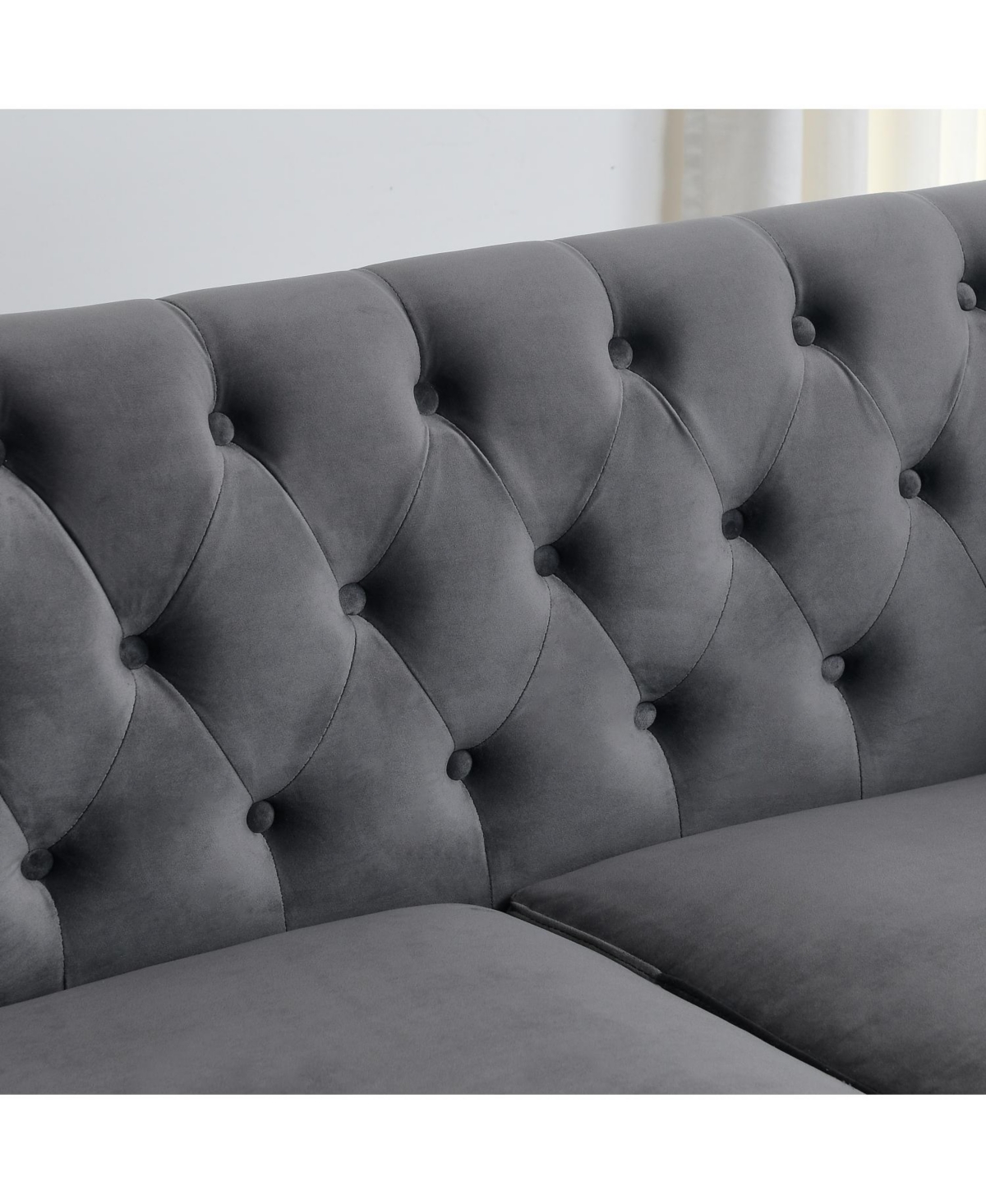 Streamdale 59" Modern Chesterfield Velvet Sofa, Tufted 2-Seater, Nailhead Arms