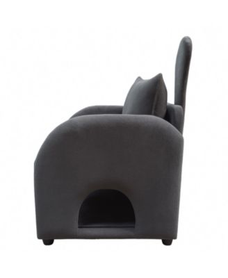 Dark Gray Bunny-Ear Pet-Friendly Armchair, Scratch-Resistant, 27.4" x 25.2" x 37.4"