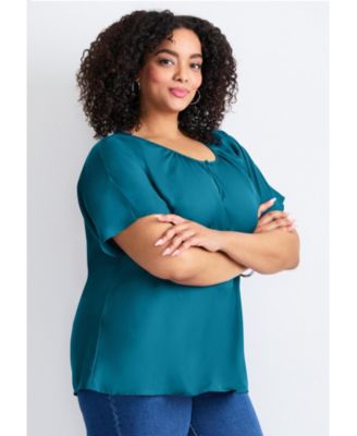 Women's Keyhole Dolman Sleeve Blouse