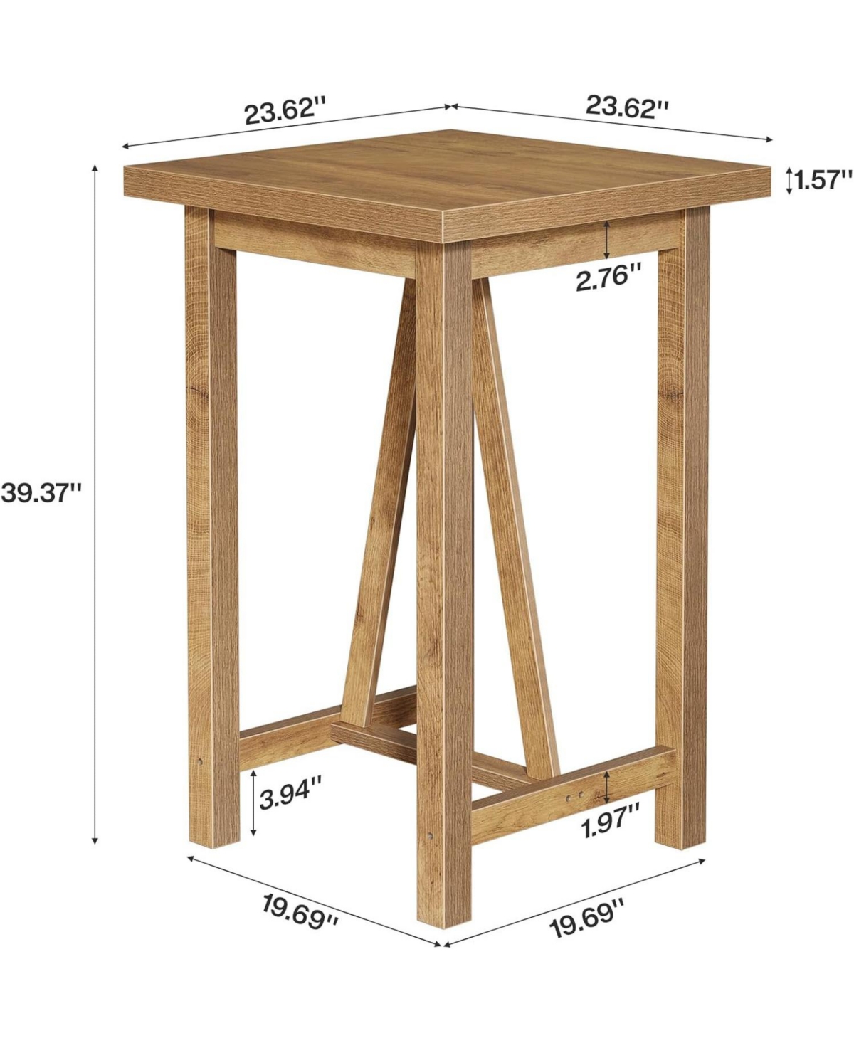 Tribesigns Bar Table, 39.4" Tall Counter Height Pub Table for Cocktail Coffee Bistro, Farmhouse Square High Top Desk