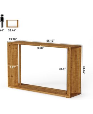 2-Tier Solid Wood Console Table for Living Room, 55" Farmhouse Entryway Table