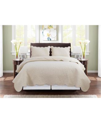 Christiana Khaki King 3-Piece Cotton Bedding Quilt Set