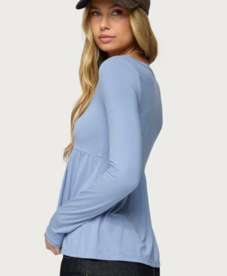 Womens Lilla Henley Babydoll Top