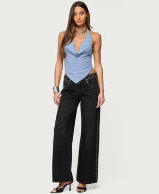 Women's Zenya Backless Cowl Neck Halter Top