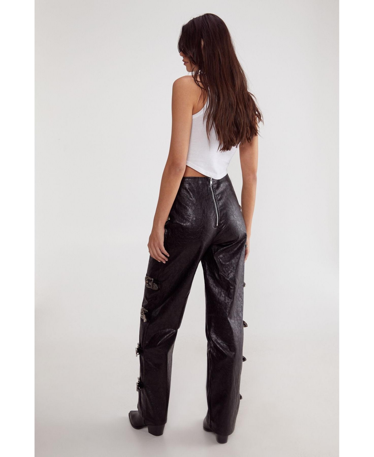 Nasty Gal Women's Faux Leather Buckle Detail Pants