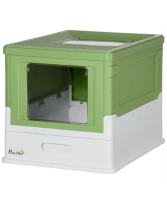 Smell-Proof Fully Enclosed Cat Litter Box with Scoop & Drawer Tray – Foldable Hooded Design,Yellowish Green