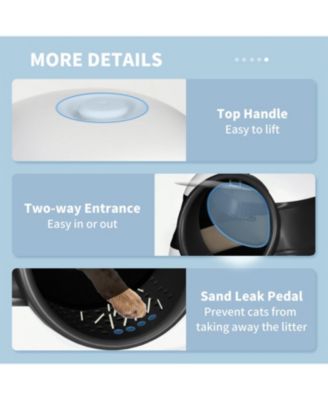 Foldable Cat Litter Box with Lid & High Sides - Dual Entry,Easy Clean, Includes Air Freshener,White & Black