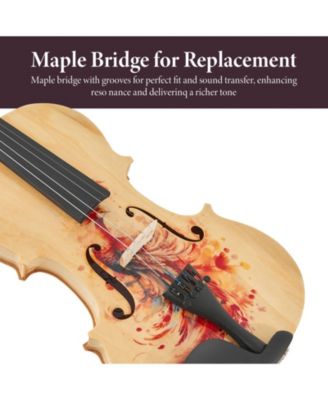 Beginner Violin Full Size 4/4 Solid Wood Full Set with Carry Case Mute Bow Shoulder Rest for Student Adults Starter Unique Peacock