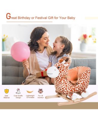 Baby Rocking Horse, Plush Animal Rocker w/ Realistic Sound, Pedals