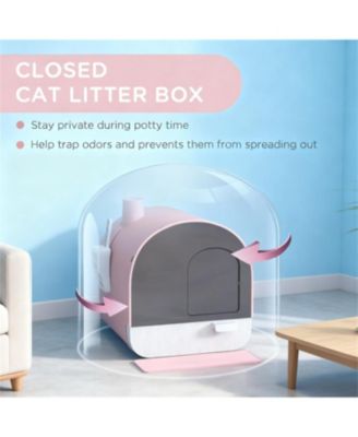 Pink Cat Litter Box with Lid Scoop and Filter A Delicate Design for a Fresher Home