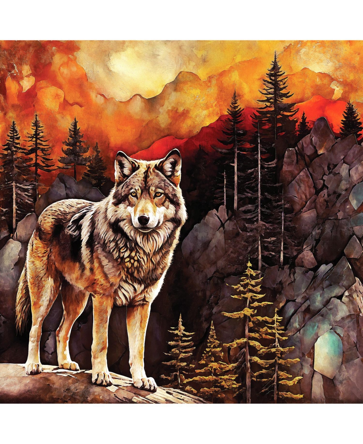 SunsOut Wilderness Wolf 500 piece Jigsaw Puzzle for Adults