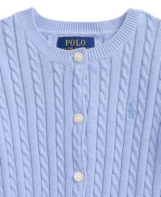 Girls' 2T-6X Mini-Cable Front-Button Cardigan