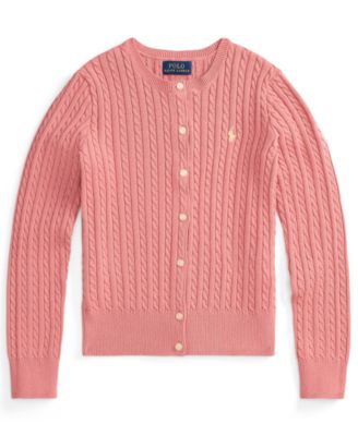 Girls' 7-16 Mini-Cable Button Front Cardigan