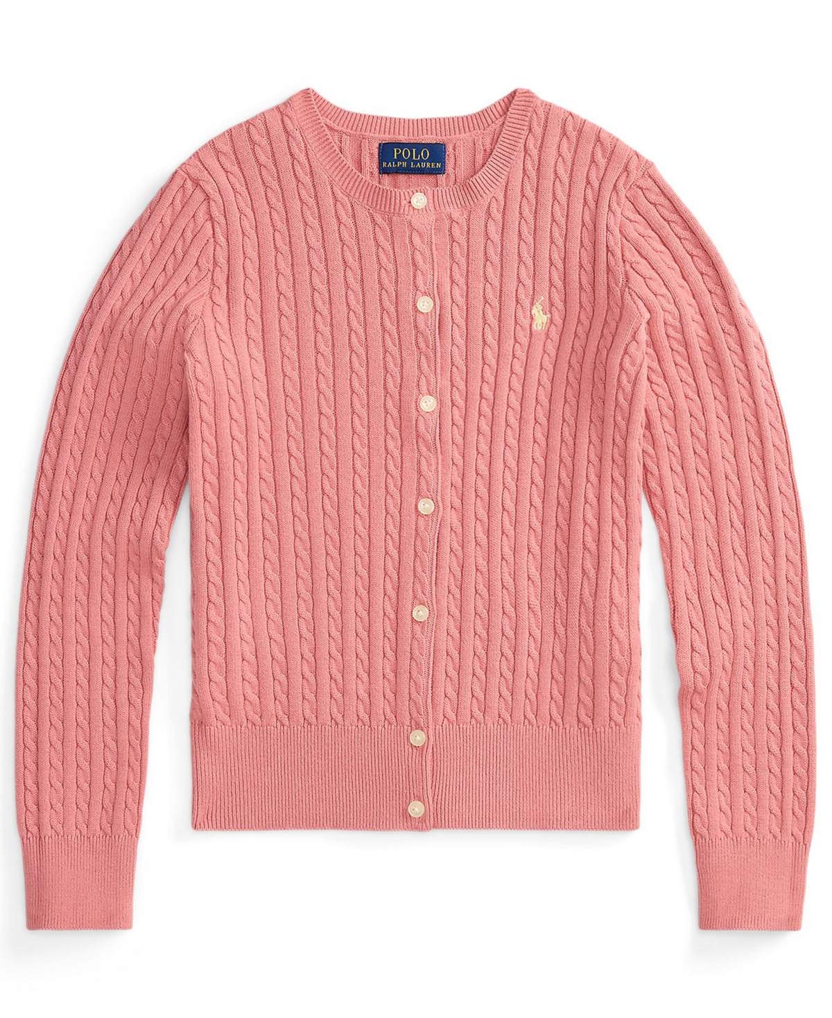 Polo Ralph Lauren Girls' 7-16 Mini-Cable Button Front Cardigan