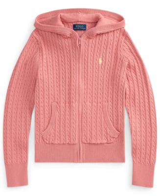 Polo Ralph Lauren Girls' 7-16 Mini-Cable Full-Zip Hoodie - Macy's