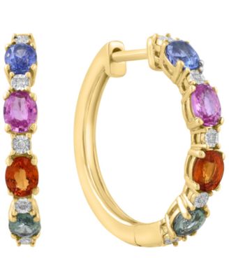 Multi Sapphire (1-7/8 ct. t.w.) and Diamond Accent Earrings in 14k Yellow Gold