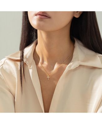 14k Gold Plated Evelina Crystal Cross Necklace Holiday Gift Guide