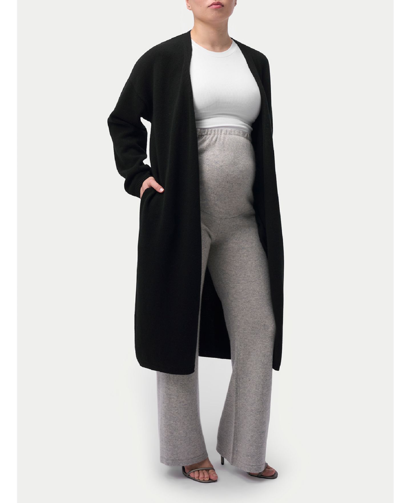Женские брюки Gobi Cashmere Maternity Wide-Leg Knitted Cashmere, цвет: Серый — фото 1