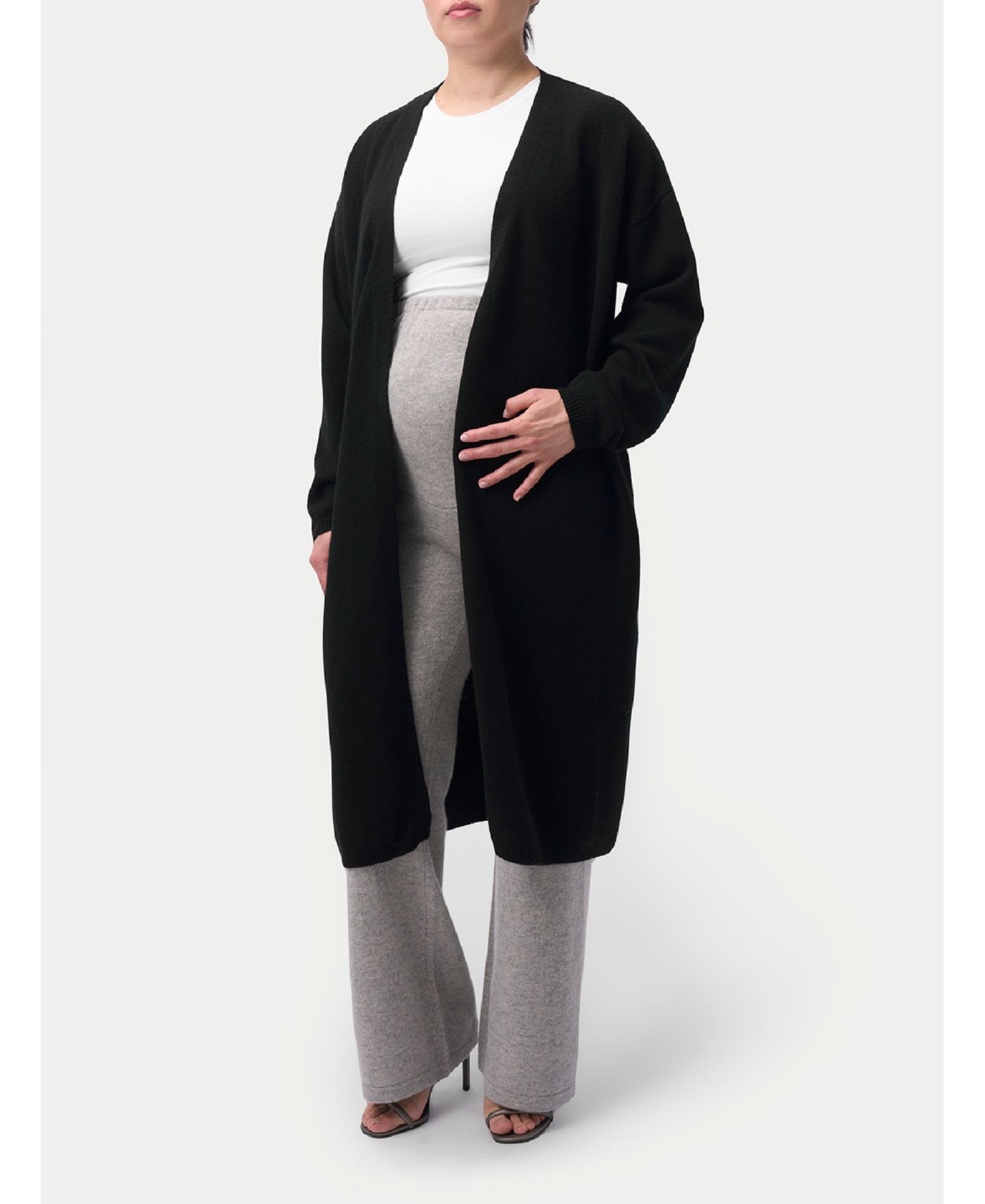 Женские брюки Gobi Cashmere Maternity Wide-Leg Knitted Cashmere, цвет: Серый — фото 3