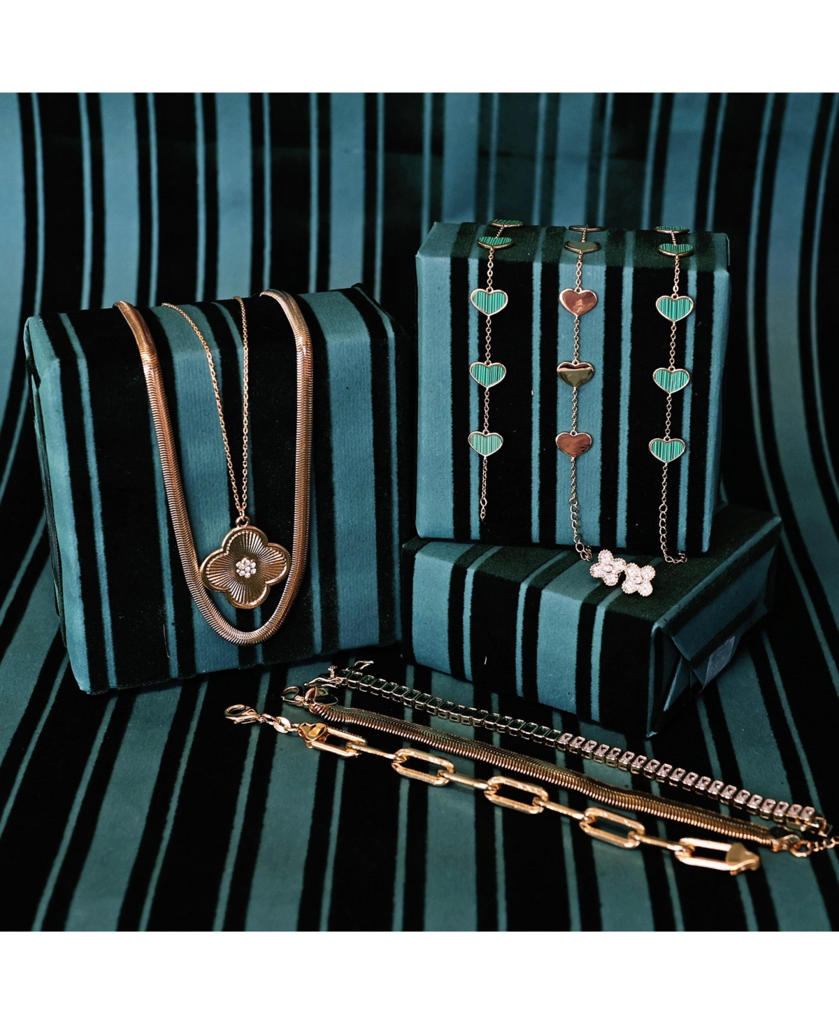 Bowood Lane 18k Gold Vermeil and Green Heart Bracelet