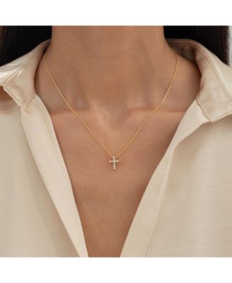14k Gold Plated Aveline Crystal Cross Necklace Holiday Gift Guide