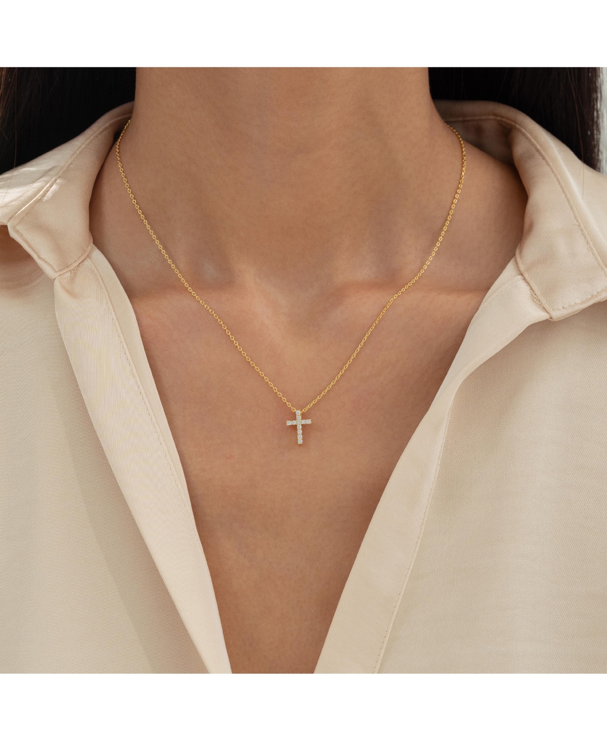 Bearfruit Jewelry 14k Gold Plated Aveline Crystal Cross Necklace Holiday Gift Guide