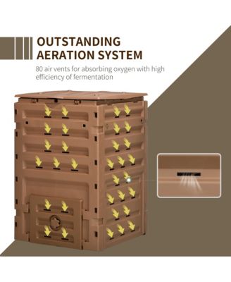 Garden Compost Bin, 120 Gallon (450L) Garden Composter with 80 Vents and 2 Sliding Doors, Lightweight & Sturdy, Fast Creation of Fertile Soil, Brown