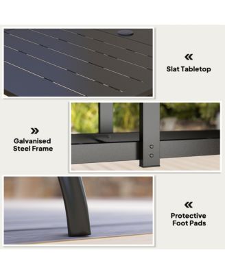 Outdoor Dining Table with Umbrella Hole, Patio Dining Table,